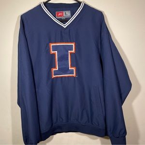 Illinois Illini Pro Player Men's L Blue Orange Pullover V-neck with Pockets
